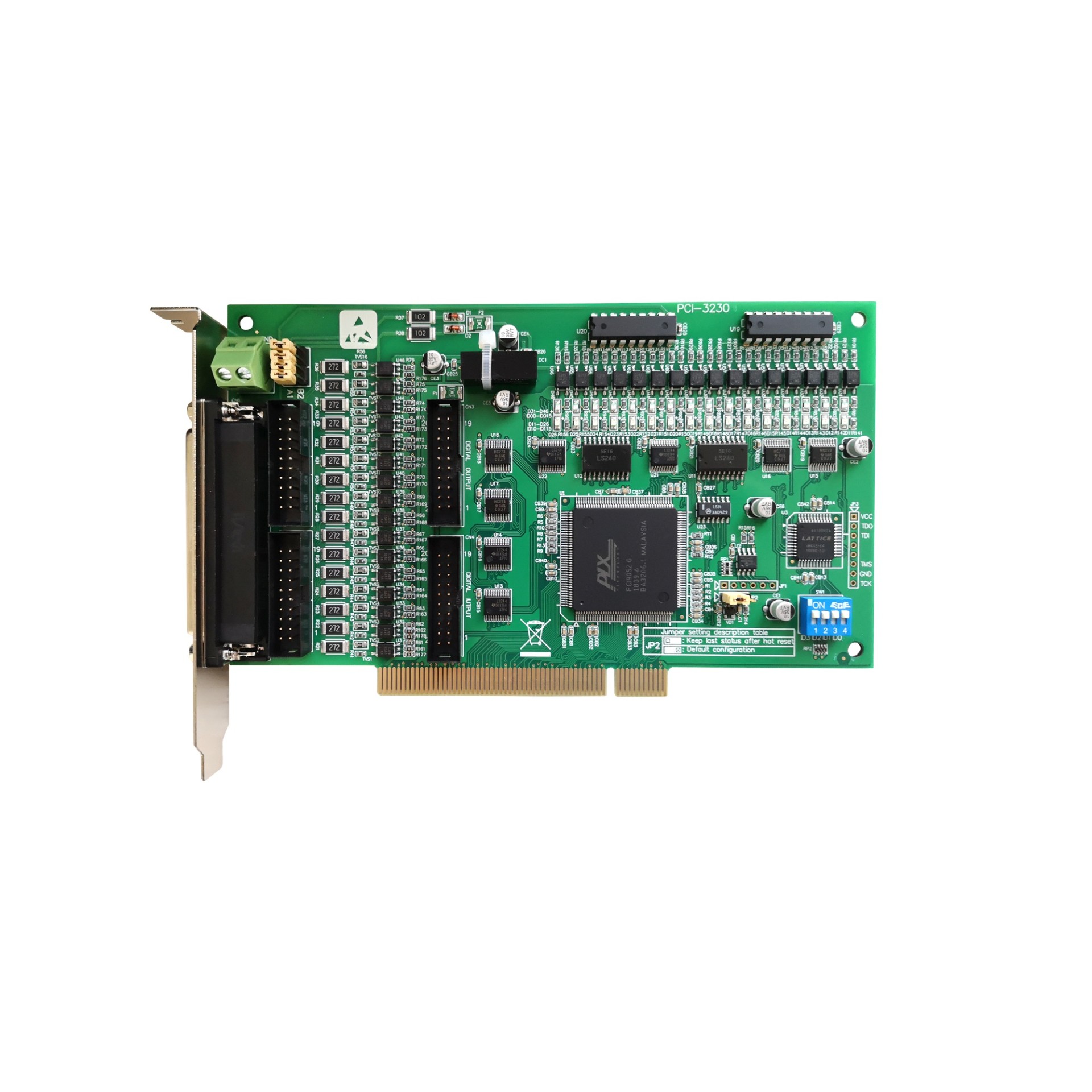 PCI-3230， 32路隔离DIO通道，32路TTL电平DIO通道