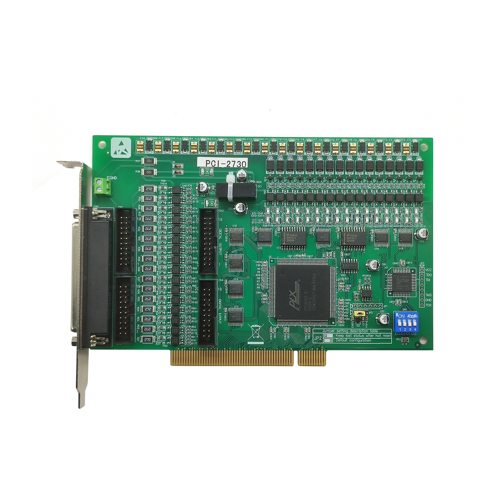 PCI-2730，32路隔离DIO通道，32路TTL电平DIO通道（16路输入和16路输出） 