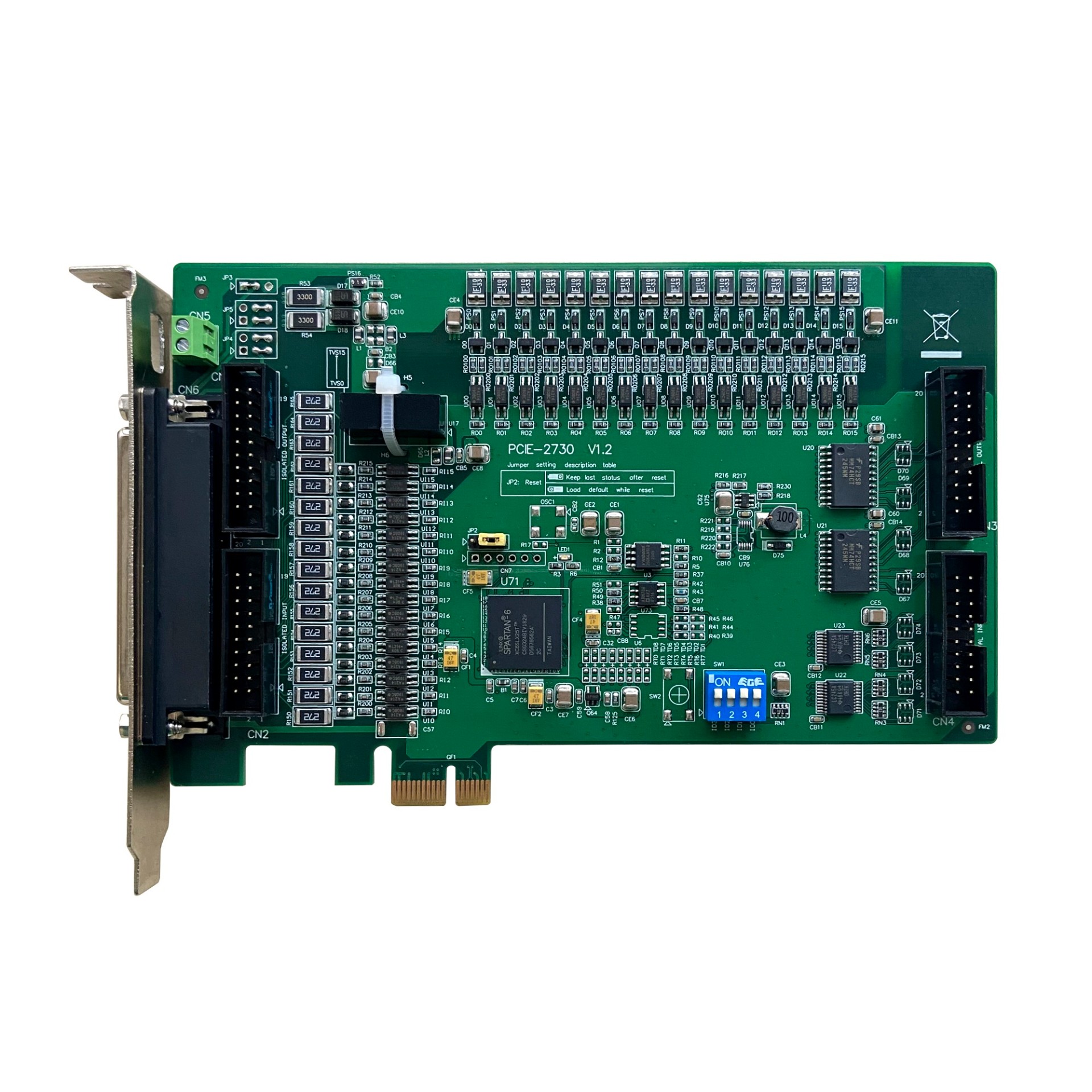 PCIE-2730， 32路隔离DIO通道，32路TTL电平DIO通道（16路输入和16路输出） 