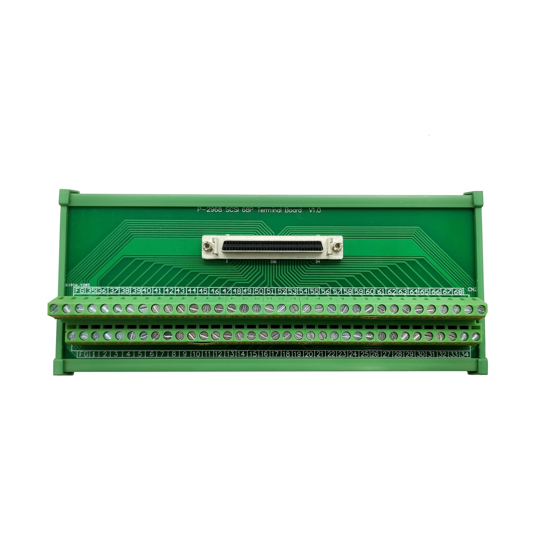 P-2968， DIN导轨安装的68脚SCSI-II接线端子板